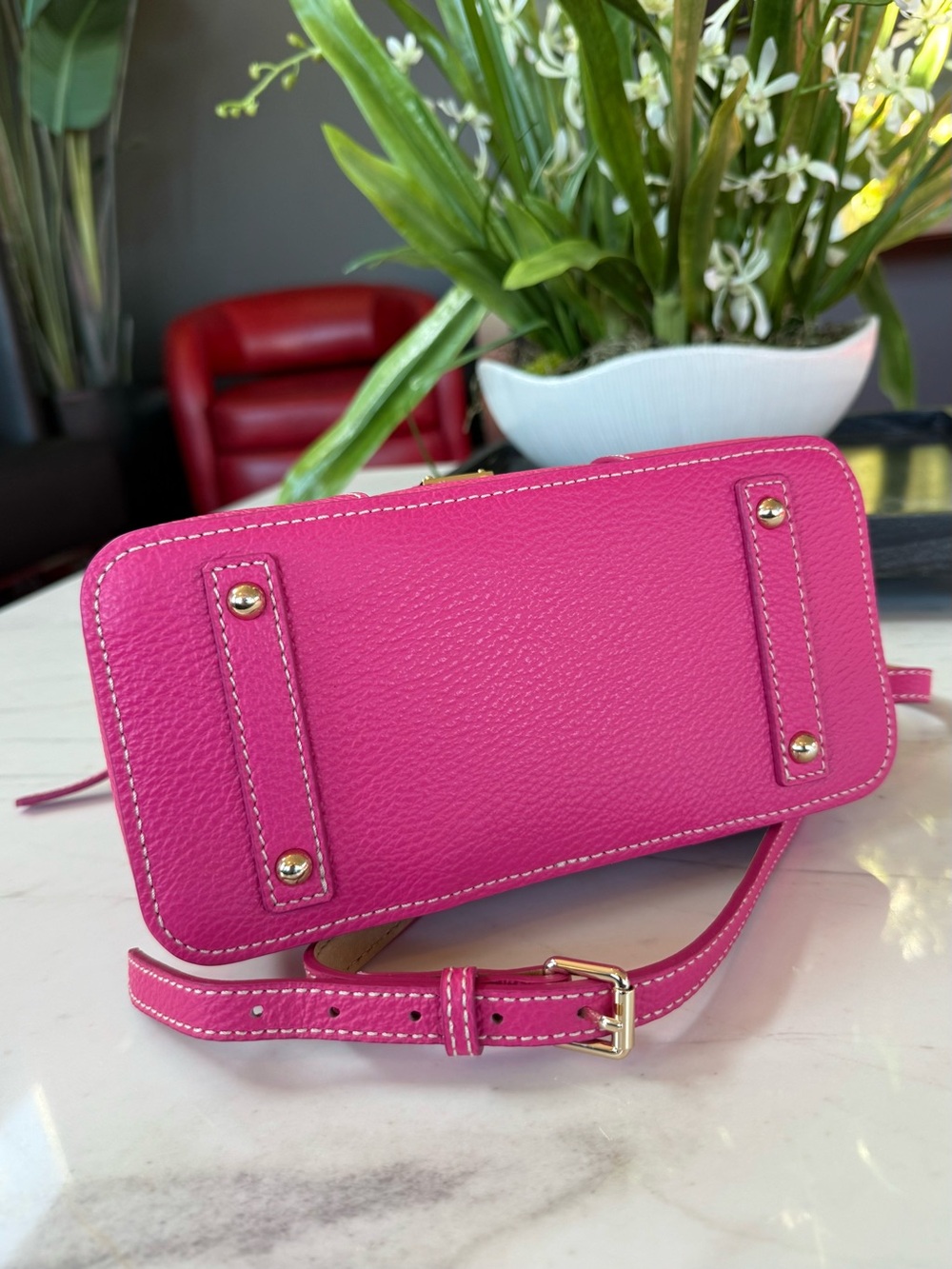 New Dooney & Bourke Lucca Leather Small Satchel Fuchsia - Picture 5 of 16